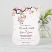 Roze Sakura Japanse Cherry Blossom Weddenschap Kaart (Staand voorkant)