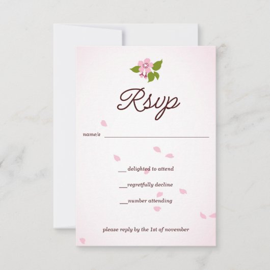 Roze Sakura Japanse Cherry Blossom Weddenschap RSVP Kaartje (Voorkant)