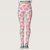 Roze Sakura Japanse Floral Yoga Running Pants Leggings (Voorkant)