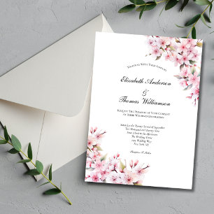 Roze Sakura Kersenbloesem Bloemige Elegante Trouwd Kaart
