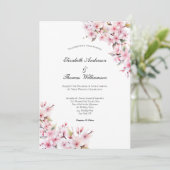 Roze Sakura Kersenbloesem Floral Elegant Bruiloft Kaart (Staand voorkant)
