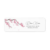 Roze Sakura Kersenbloesem Moderne Bloemen Etiket (Voorkant)