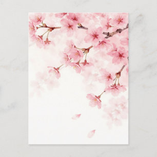 Roze Sakura Kersenbloesem Watercolor Patroon Briefkaart