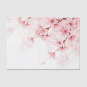 Roze Sakura Kersenbloesem Waterverf Patroon Tissuepapier
