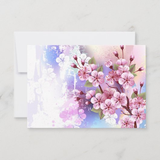 Roze Sakura op geschilderde achtergrond Aankondiging (Voorkant)