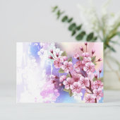 Roze Sakura op geschilderde achtergrond Aankondiging (Staand voorkant)