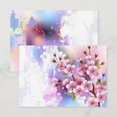 Roze Sakura op geschilderde achtergrond Aankondiging (Voorkant / Achterkant)