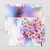 Roze Sakura op geschilderde achtergrond Advieskaart (Voorkant / Achterkant)