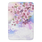 Roze Sakura op geschilderde achtergrond Badmat (Voorkant Verticaal)