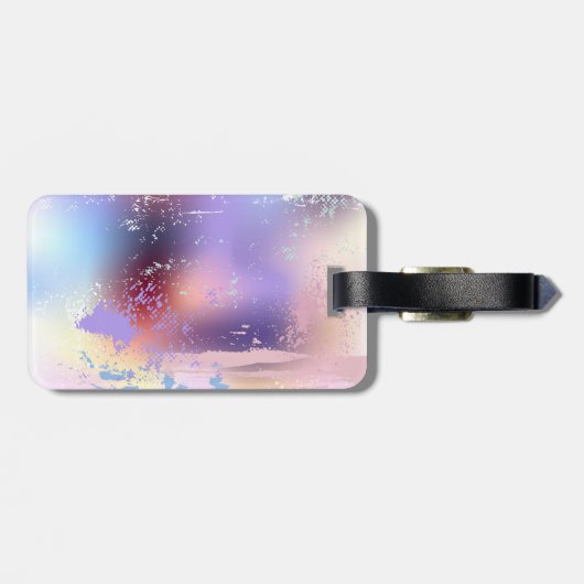 Roze Sakura op geschilderde achtergrond Bagagelabel (Achterkant horizontaal)