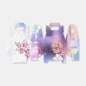 Roze Sakura op geschilderde achtergrond Bedankdoosjes (Uitgevouwen)