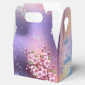 Roze Sakura op geschilderde achtergrond Bedankdoosjes (Geopend)