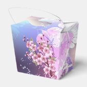 Roze Sakura op geschilderde achtergrond Bedankdoosjes (Achterkant)