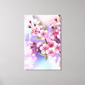 Roze Sakura op geschilderde achtergrond Canvas Afdruk (Voorkant)