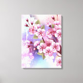Roze Sakura op geschilderde achtergrond Canvas Afdruk (Voorkant)