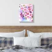 Roze Sakura op geschilderde achtergrond Canvas Afdruk (Insitu (Slaapkamer))