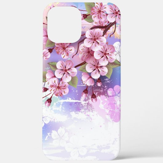 Roze Sakura op geschilderde achtergrond Case-Mate iPhone Case (Achterkant)