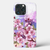 Roze Sakura op geschilderde achtergrond Case-Mate iPhone Case (Achterkant)