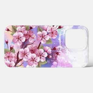 Roze Sakura op geschilderde achtergrond Case-Mate iPhone Case