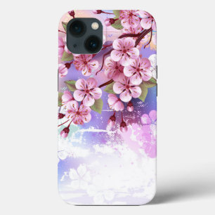 Roze Sakura op geschilderde achtergrond Case-Mate iPhone Case