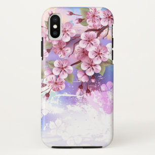 Roze Sakura op geschilderde achtergrond Case-Mate iPhone Case