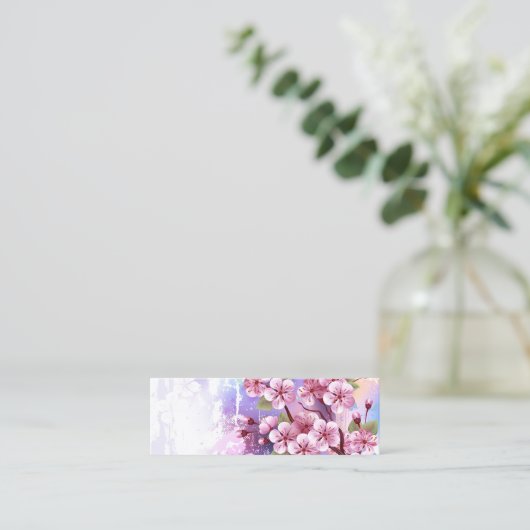 Roze Sakura op geschilderde achtergrond Contactkaartje (Staand voorkant)
