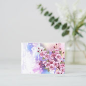 Roze Sakura op geschilderde achtergrond Contactkaartje (Staand voorkant)