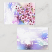 Roze Sakura op geschilderde achtergrond Contactkaartje (Voorkant / Achterkant)