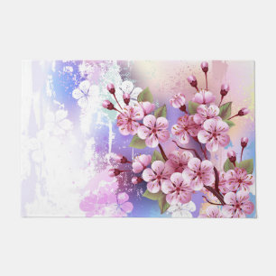 Roze Sakura op geschilderde achtergrond Deurmat