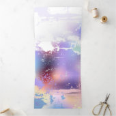 Roze Sakura op geschilderde achtergrond Drieluik Wenskaart (Binnen)