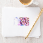 Roze Sakura op geschilderde achtergrond Etiket (Insitu)