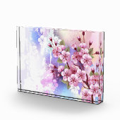 Roze Sakura op geschilderde achtergrond Fotoblokken (Rechts)