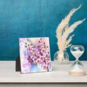 Roze Sakura op geschilderde achtergrond Fotoplaat (Insitu)