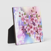 Roze Sakura op geschilderde achtergrond Fotoplaat (Voorkant)