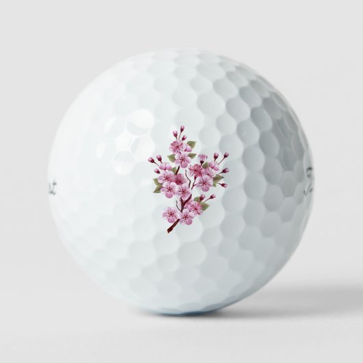 Roze Sakura op geschilderde achtergrond Golfballen (Voorkant)