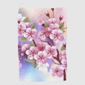 Roze Sakura op geschilderde achtergrond Golfhanddoek (Voorkant)