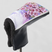 Roze Sakura op geschilderde achtergrond Golfheadcover (3/4 voorkant)