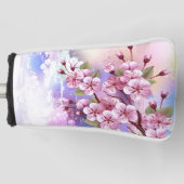 Roze Sakura op geschilderde achtergrond Golfheadcover (Voorkant)