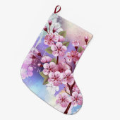 Roze Sakura op geschilderde achtergrond Grote Kerstsok (Voorkant (Hangend))