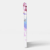 Roze Sakura op geschilderde achtergrond iPhone Hoesje (Linkerkant)