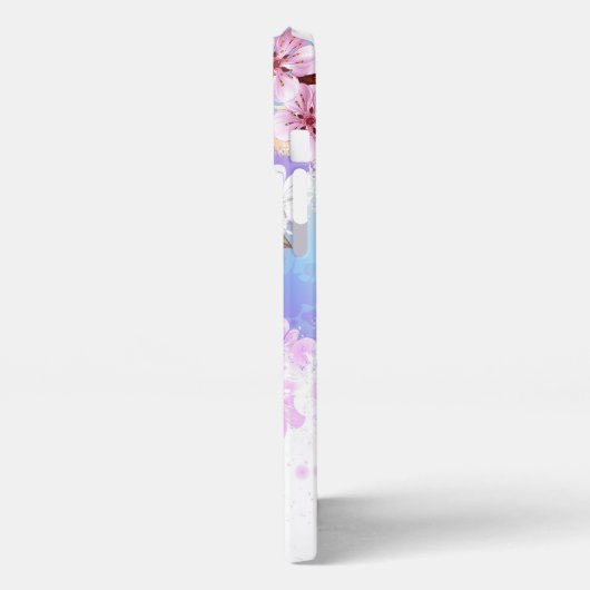 Roze Sakura op geschilderde achtergrond iPhone Hoesje (Linkerkant)