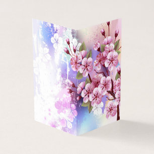 Roze Sakura op geschilderde achtergrond Kaart