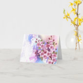 Roze Sakura op geschilderde achtergrond Kaart (Gele Bloem)