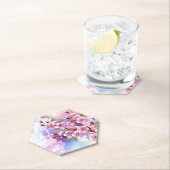 Roze Sakura op geschilderde achtergrond Kartonnen Onderzetters (Insitu)