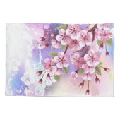 Roze Sakura op geschilderde achtergrond Kussensloop (Achterkant)