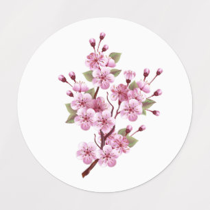 Roze Sakura op geschilderde achtergrond Labels