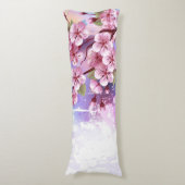 Roze Sakura op geschilderde achtergrond Lichaamskussen (Voorkant Verticaal)