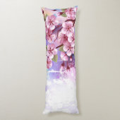 Roze Sakura op geschilderde achtergrond Lichaamskussen (Achterkant (Verticaal))