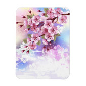 Roze Sakura op geschilderde achtergrond Magneet (Verticaal)