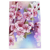 Roze Sakura op geschilderde achtergrond Medium Cadeauzakje (Voorkant)